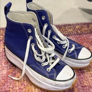 Converse Blue and White High-Top Sneakers platform 6